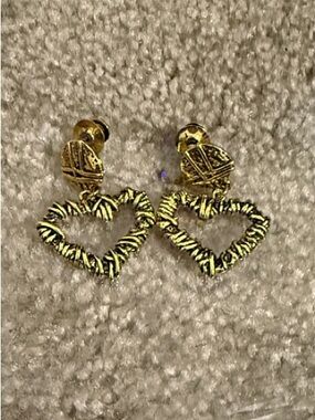 Sassy Jones Textured Gold Heart Drop Earrings